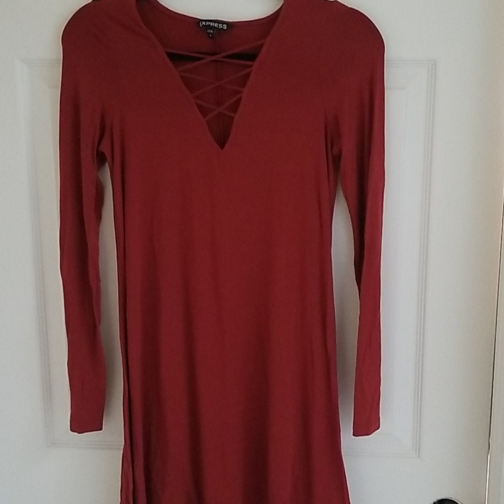 Burnt orange short fall dress